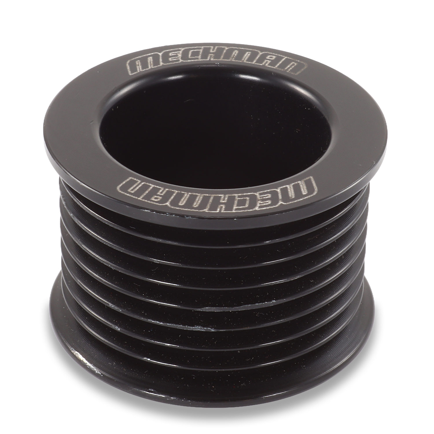 46mm 8 rib serpentine pulley - hard anodized aluminum - Mechman