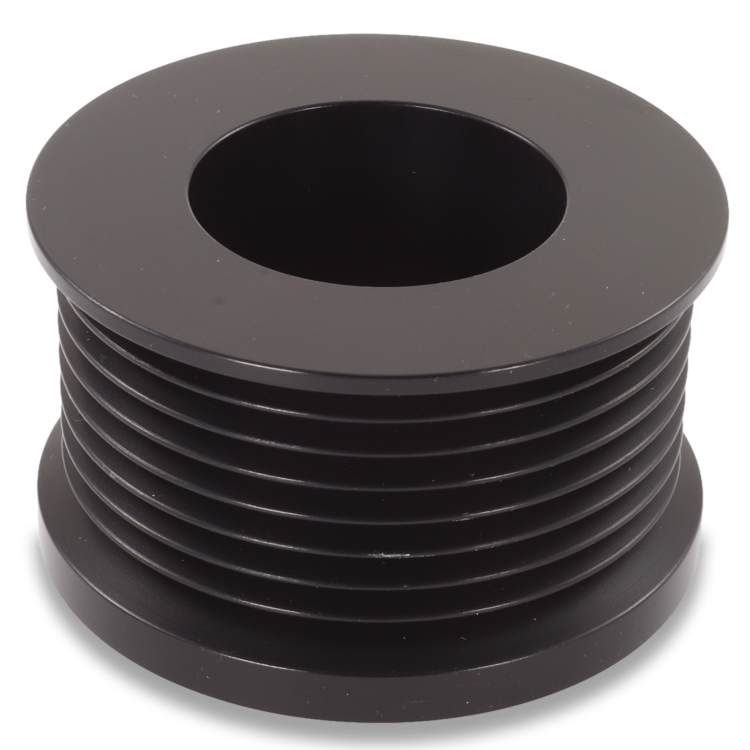 Ford/Vette 8 rib pulley, black hard anodized aluminum - Mechman